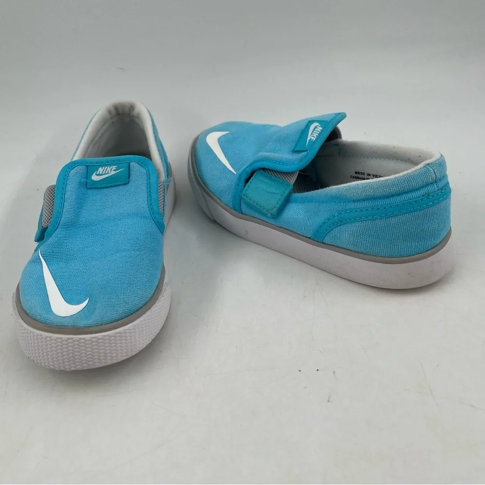 Nike Toddlers Kids Toki Slip-on Canvas Sail Blue White Sneakers Shoes - Size 10C